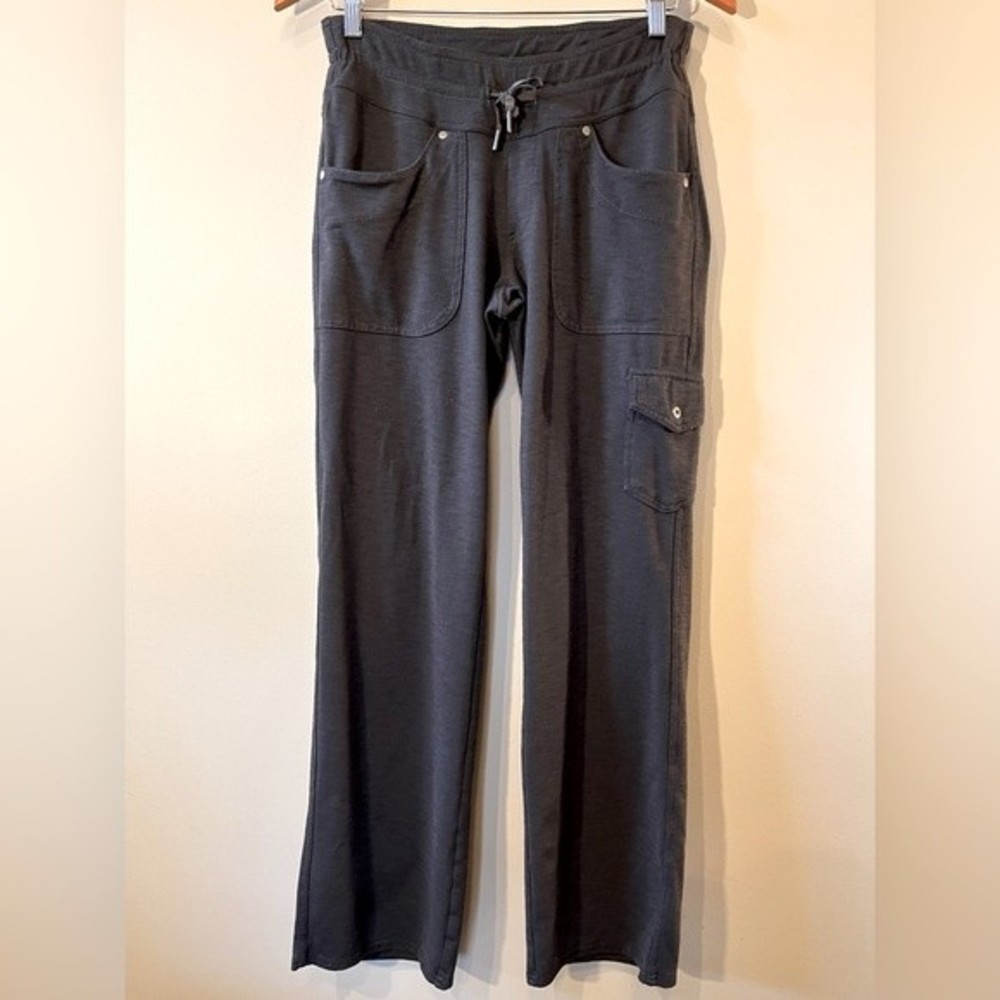 KUHL stretch travel pants Women Gray cargo drawstring waist Size 6S